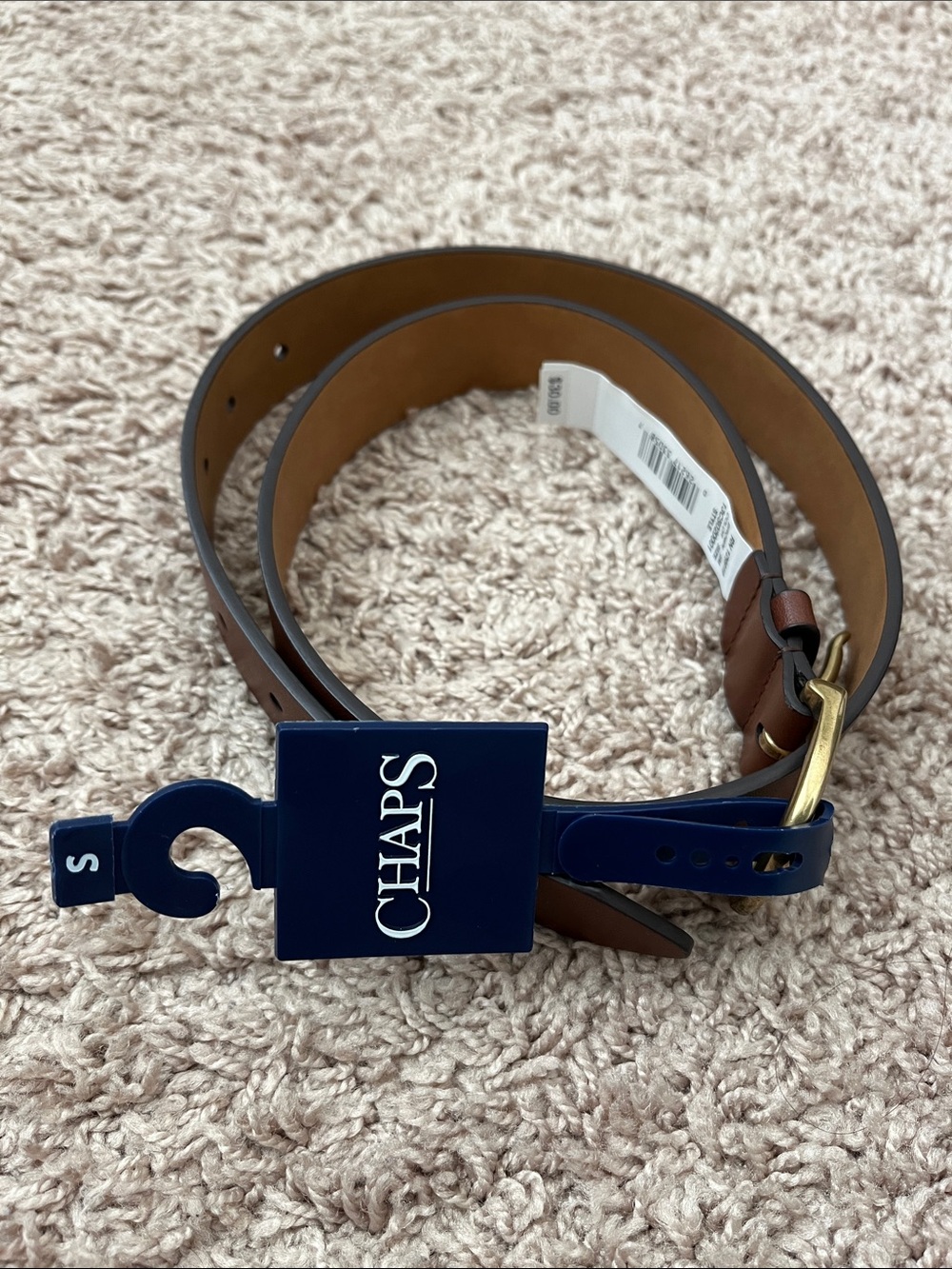 Chaps Brown Leather Belt with Brass-Tone Buckle